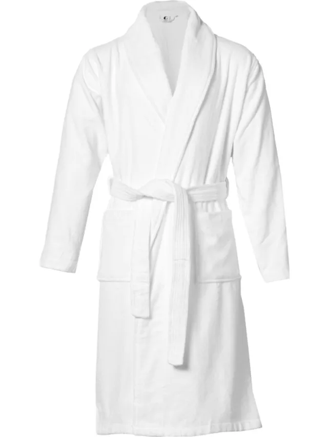 Gentlemen G Exclusive - unisex badjas - sauna badjas - hotel kwaliteit - 100% katoen - velours buitenkant - badstof binnenkant Wit