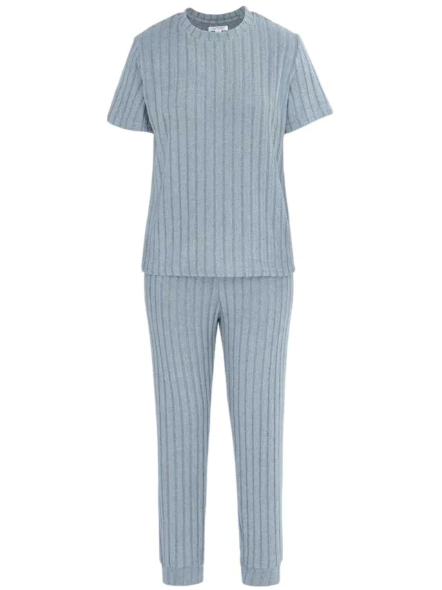 Miso Pyjamaset met korte mouwen van katoenmix voor dames (Grijs)