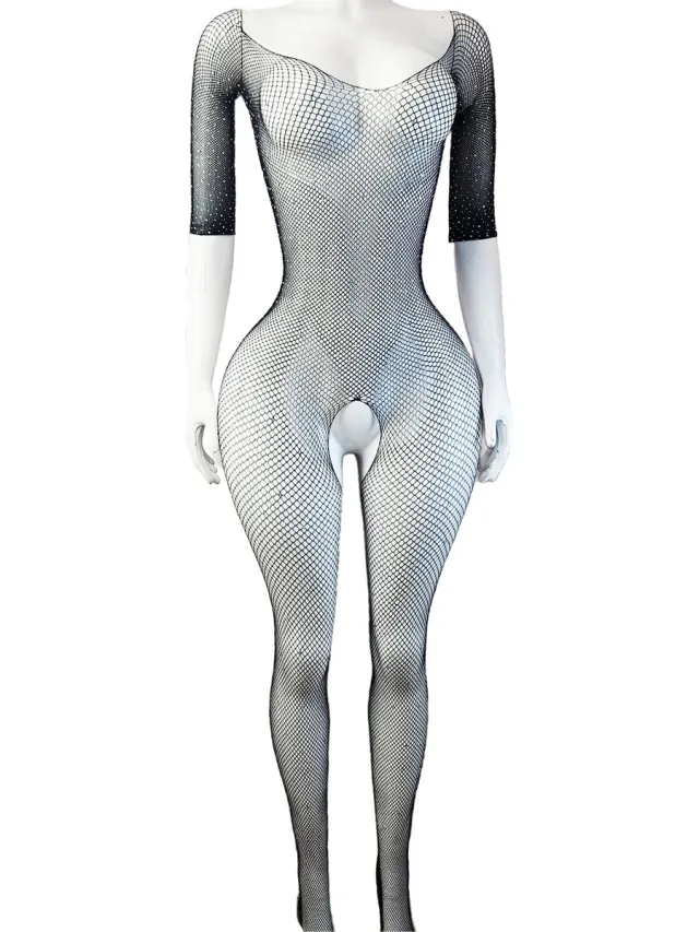 BamBella ® - Panty pak -Onesize - body suit - Dames - Onesize - Erotische jumpsuit van kant lingerie zwart