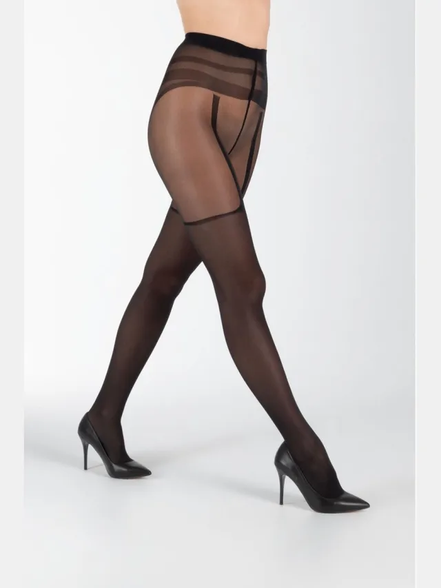 Camano , Overknee panty, sexy panty, camano panty, modieuze panty, 30 DEN, transparante panty, katoenen kruisje, platte naad, mat effect, comfortabele panty, modieuze panty, elegante overknee. black