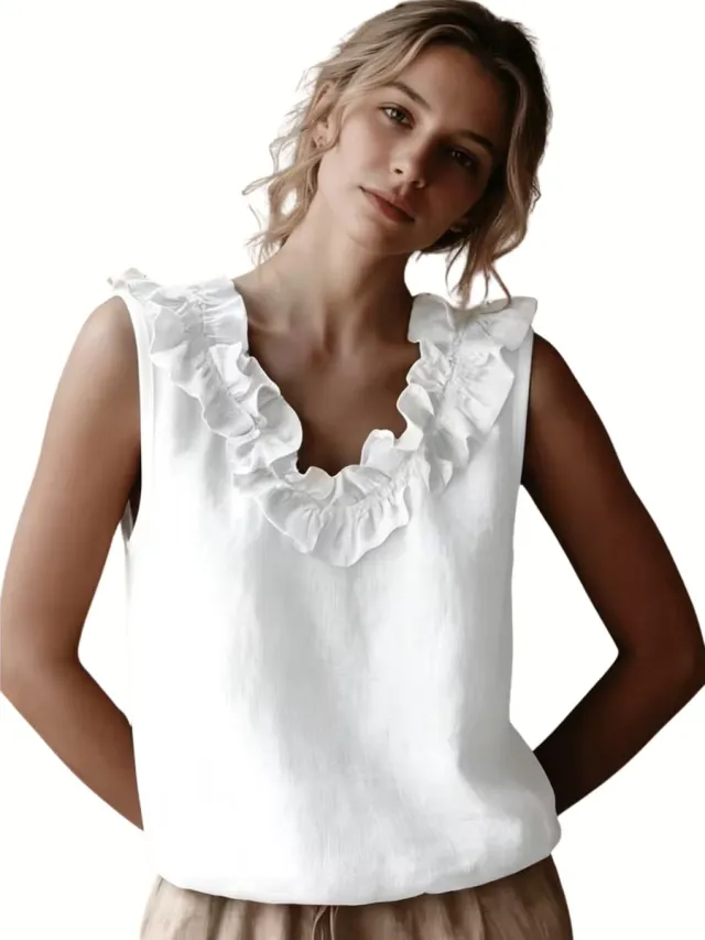 Currero Topje Dames - Top Kleding - Shirt - Blouse - Kort - Volwassen - Wit