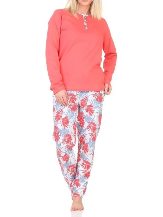 Normann Prachtige damespyjama met broek in bloemenprint - ook in oversize rot1