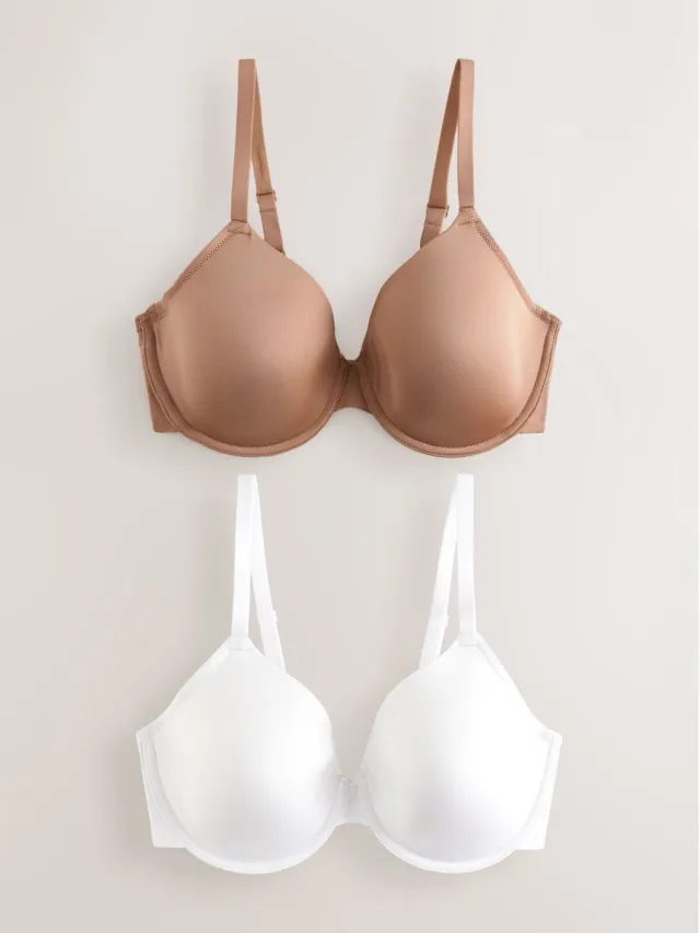 Next Dames - Set van 2 gladmakende Ultimate Comfort beha's met vullingen en hele cups - Wit Praline Nude/White