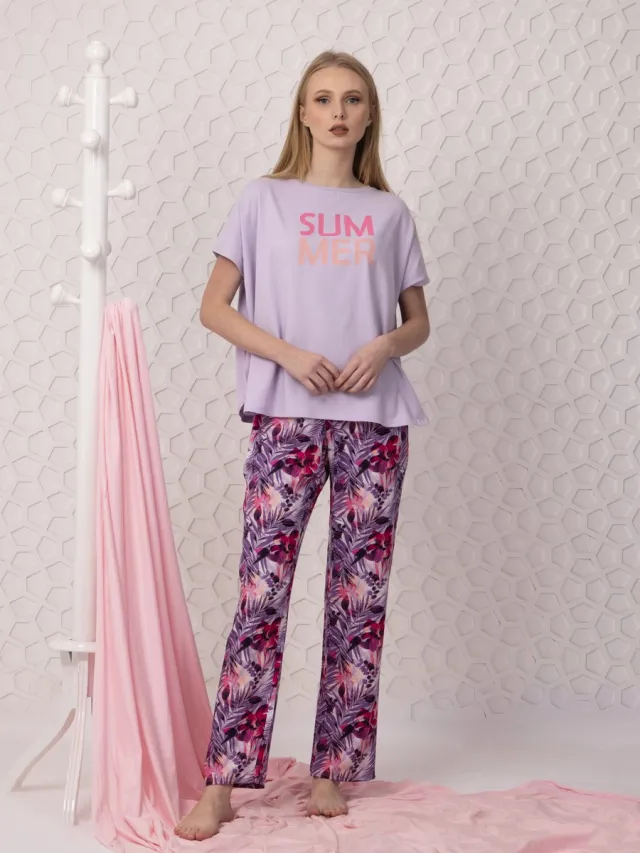Vanilla Summer dames pyjama - Pyjamasets - Egyptisch katoen - PJ8936 - Paars