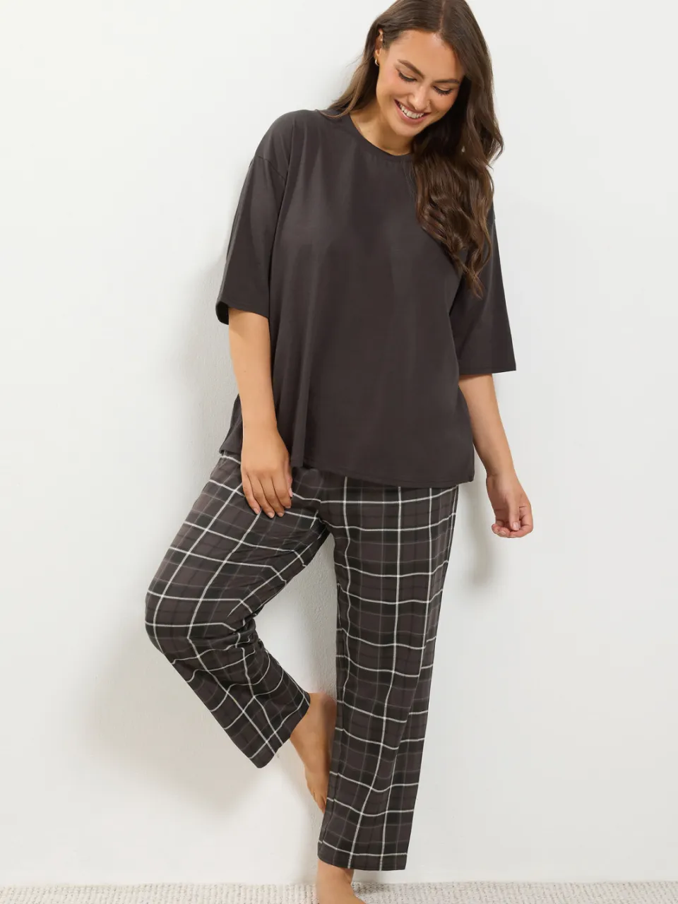 Yours Chocoladebruin Katoenen Slaaptshirt-48 Brown