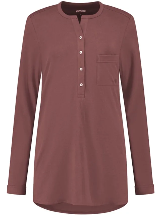 Yumeko pyjamashirt dames jersey evening roze s Evening Rose