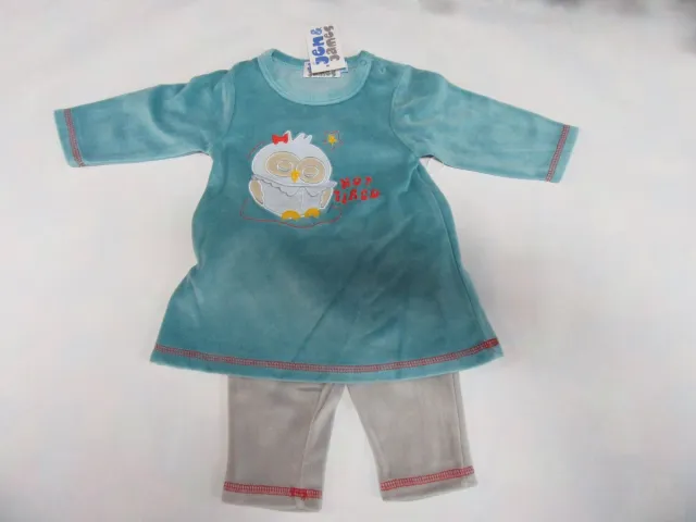 Wiplala Jen& James Pyjama - Turquoise - Uil - Meisje - 6 maand 68