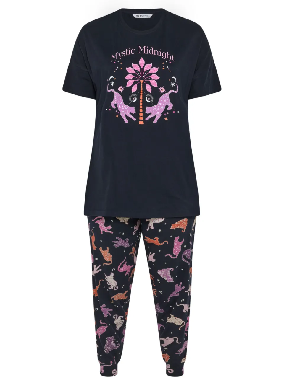 Yours Marineblauwe Mystic Midnight Pyjamaset Met Manchetten-44, foto 4