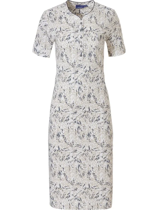 Pastunette Safari - Nachthemd - Wit/Beige - Katoen/Modal