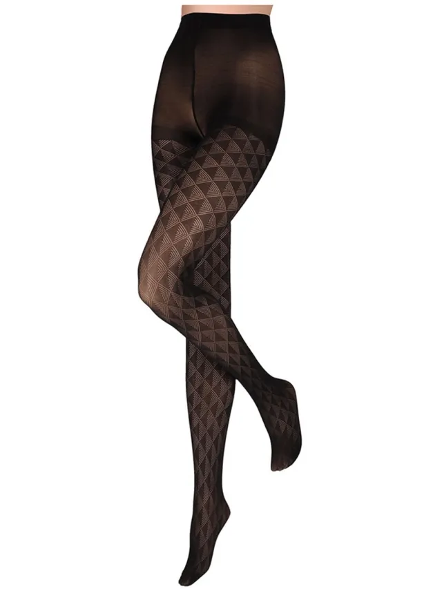 Sarlini Panty met driehoeken design zwart 60den