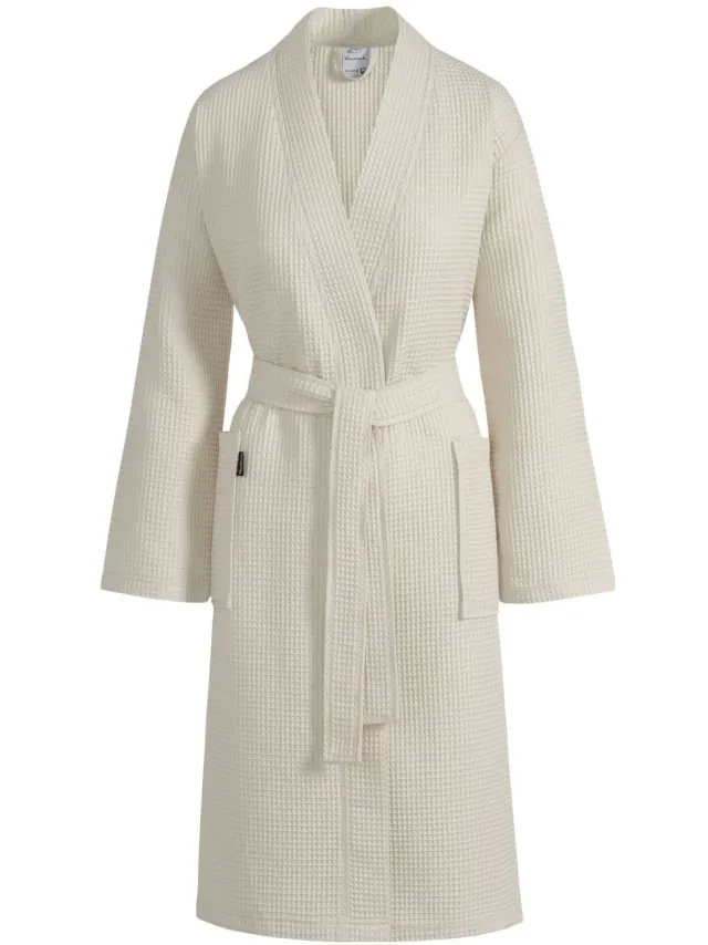 Vandyck unisex badjas Biarritz met wafelstructuur ecru, foto 2