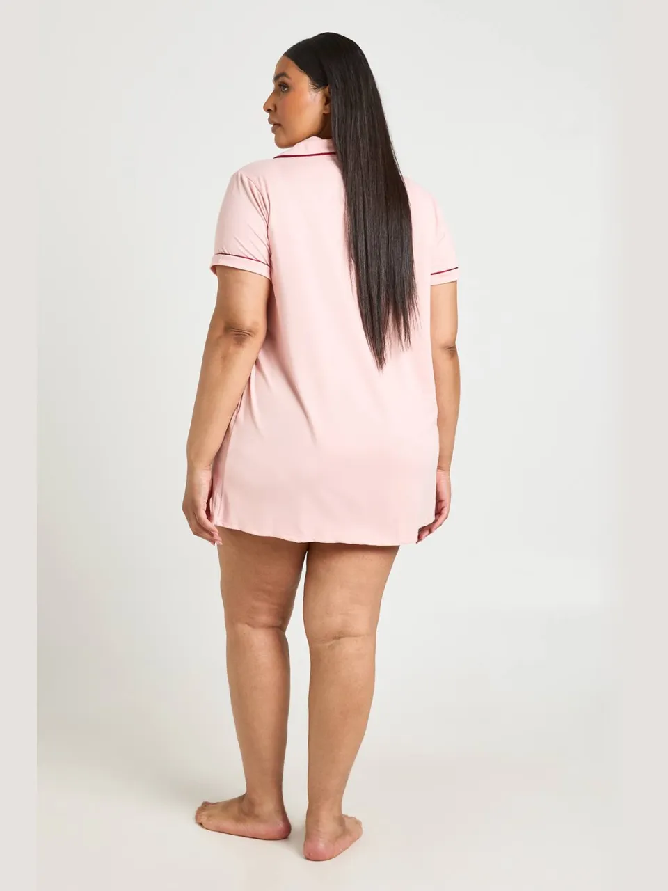 boohoo Dames Plus Nachthemd Met Korte Mouwen En Biesdetail baby roze, foto 2