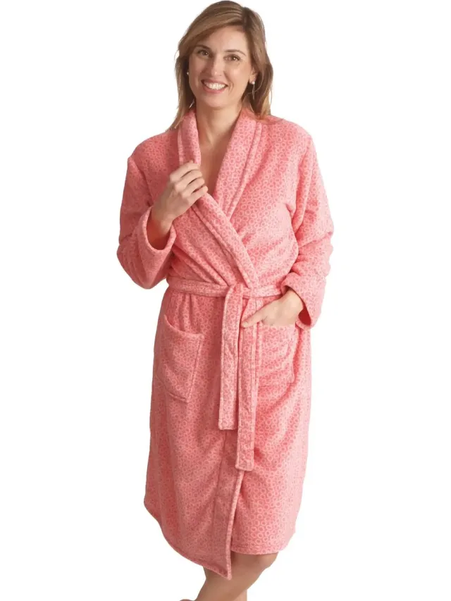 Cocodream Quality Cocodream - dames badjas fleece - roze print