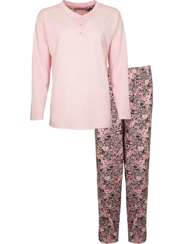 Tenderness Dames Pyjama - Katoen - Polo Sluiting - Zacht Roze