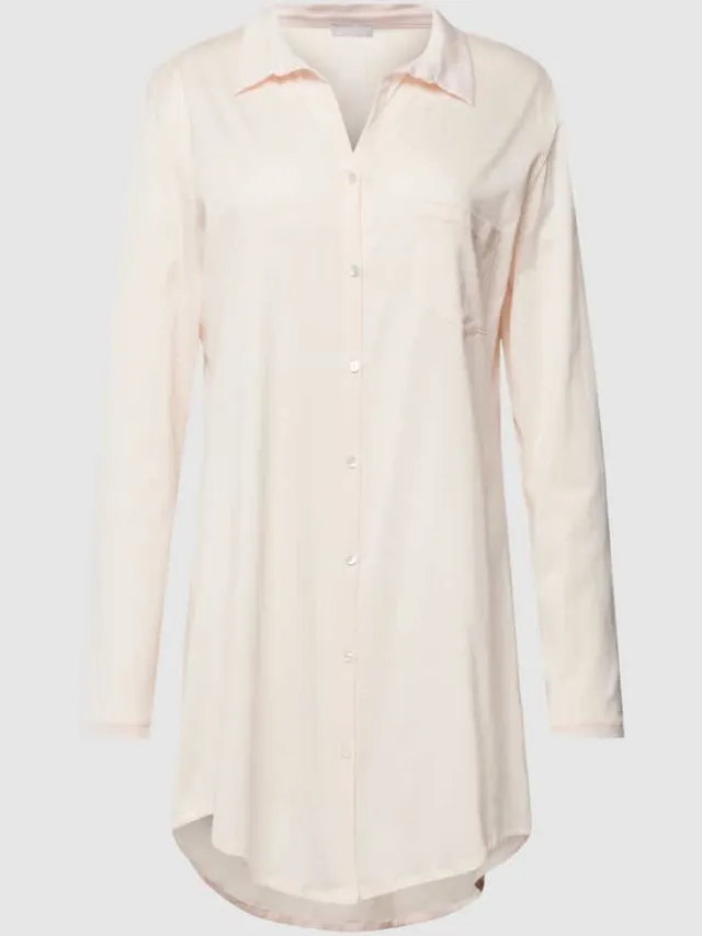 Hanro Nachthemd met effen design en knoopsluiting Lichtroze