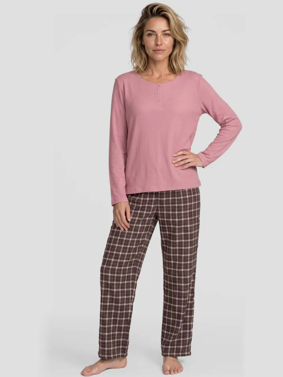 Dreamcovers pyjamaset oudroze bruin Oudroze/bruin