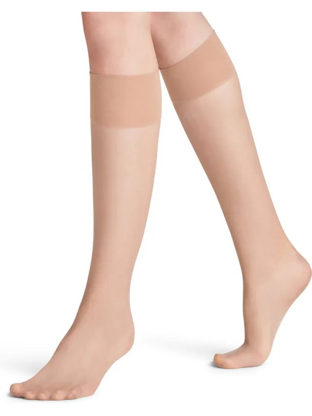 Falke Pure Matt eenkleurig materiaal transparant 20 DEN kniekousen dames transparant-42 beige 4859