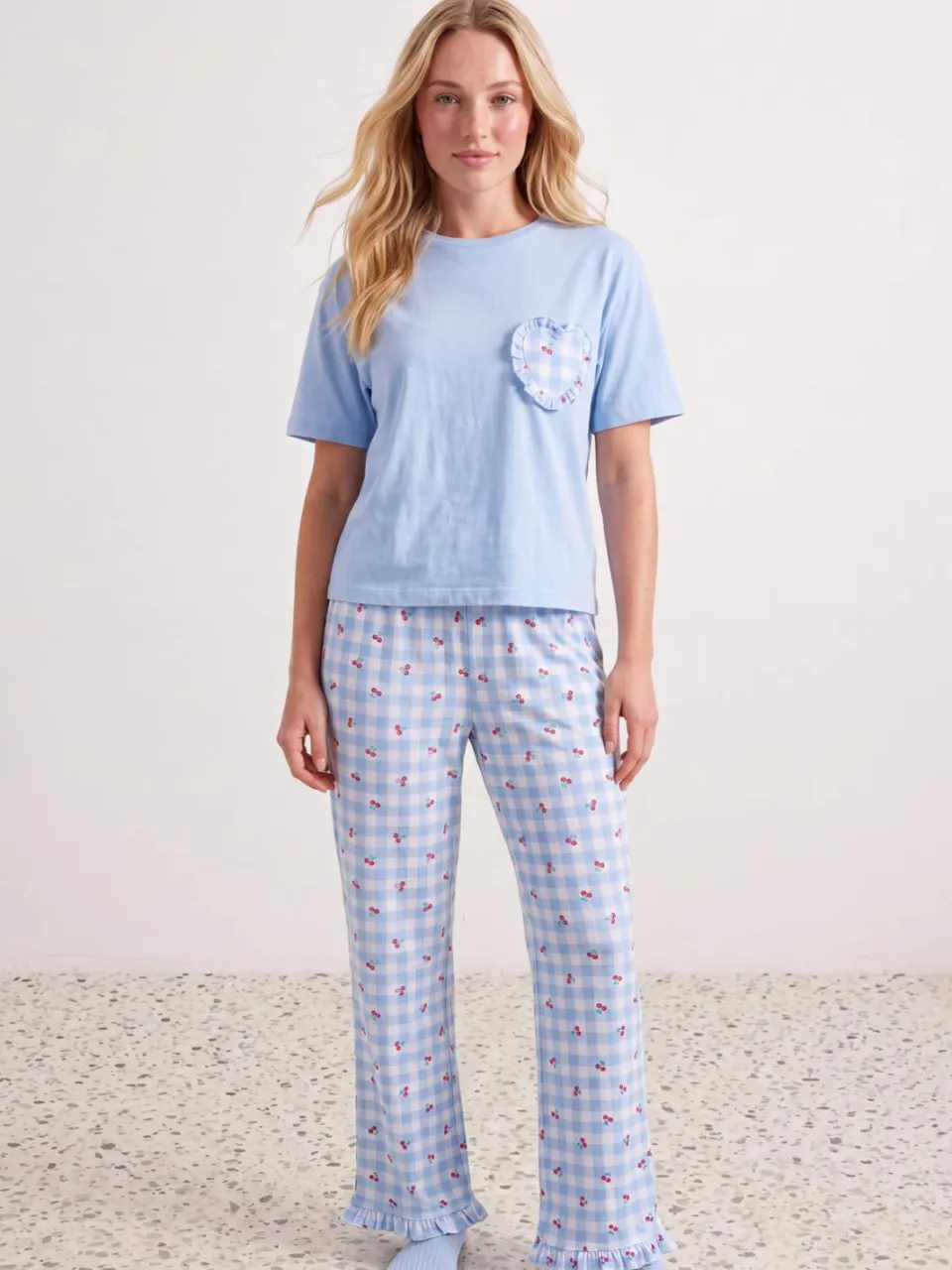 Trendyol TRENDYOLMİLLA Dames 2-pack Wit Geruit Kort Loungewear Regular fit Pyjama- Sets, foto 2