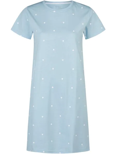 By Louise Dames lang nachthemd korte mouw hartjes Blauw