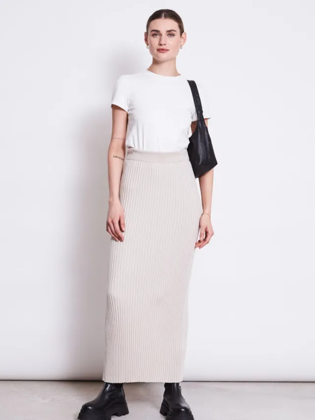 JAN N JUNE dames vegan Gebreide Rok Ebba Ivoor Beige