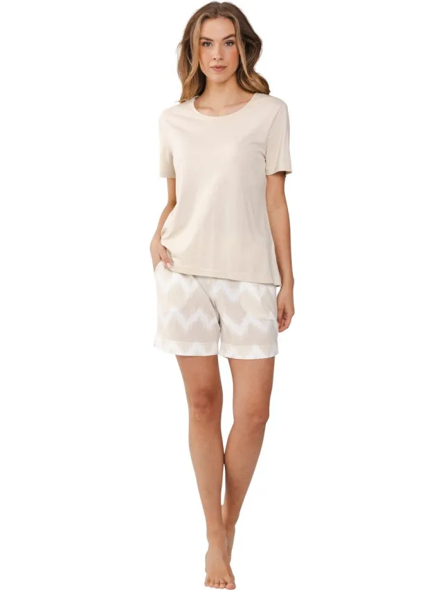 Pastunette Premium Shortama Sketchy Waves - Beige - Katoen/Modal