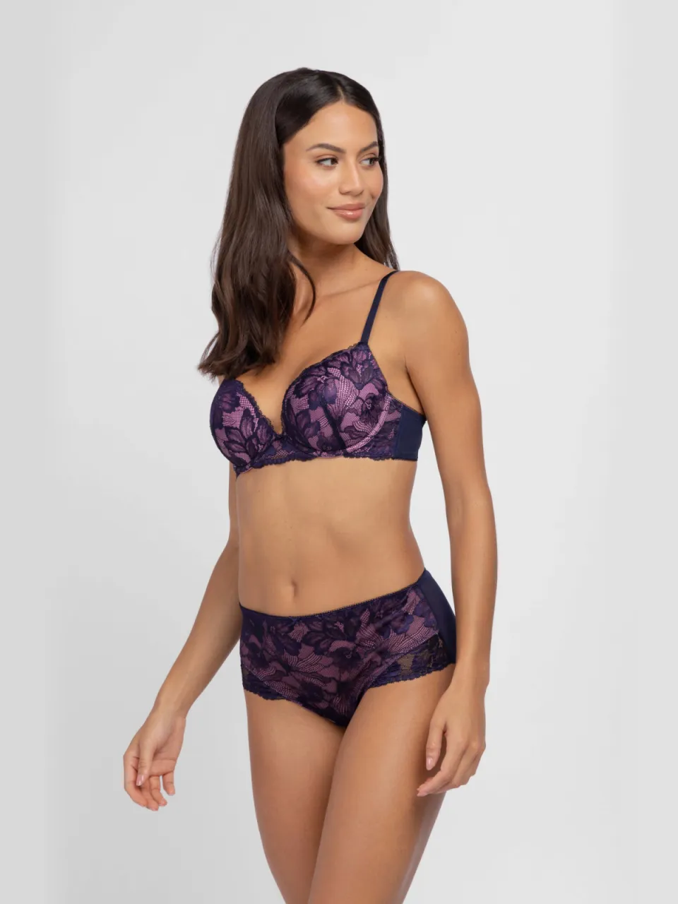 Dorina Perfect Lace voorgevormde T-shirt-bh donkerblauw Donkerblauw/roze