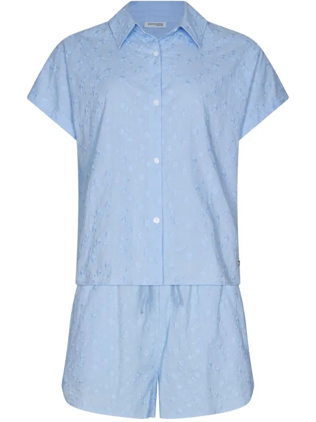Pastunette Premium - Shortama- Skyway - Katoen - Blauw - Knoopsluiting