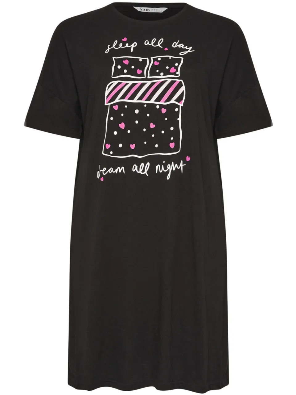Yours Zwart 'Sleep All Day' Maxi Slaapshirt Nachthemd-48, foto 4