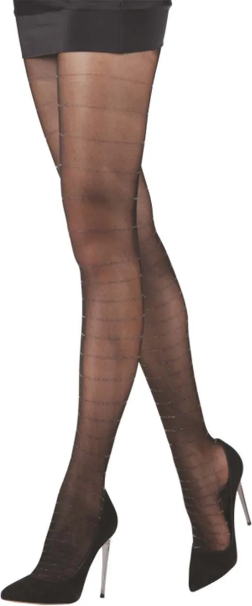 Daymod Lara Chique - Panty Met Patroon - Luxe Fantasie panty 30 Denier (D1121185) - ZWART