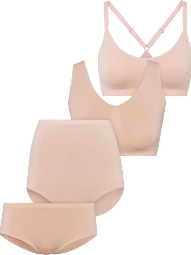 BeeDees Geschenkset Comfee Pure Met crop top, bralette, tailleslip & panty – alles in één doos nude