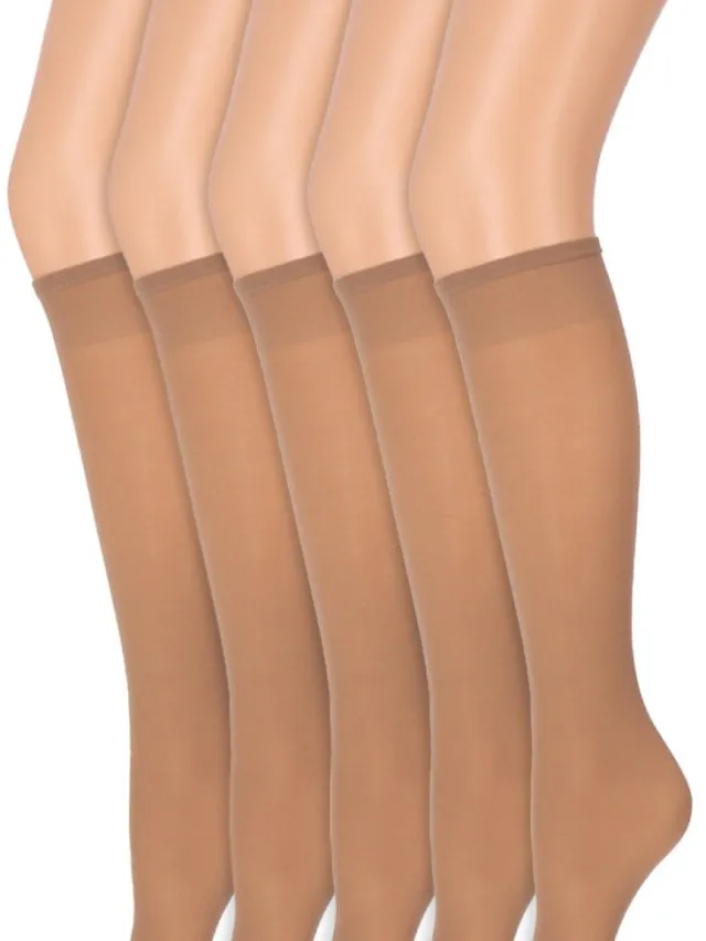 Marianne Kniekousen met soepele boord | Perfecte pasvorm | 40 denier | Merk: Marianne | Maat: One Size | Kleur: Wineblush | 5 Paar Beige