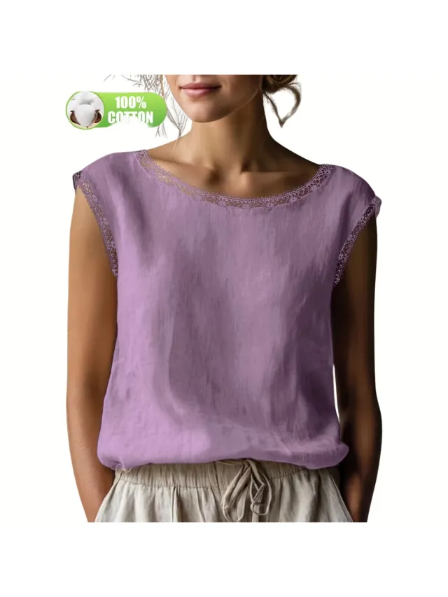 Currero Topje Dames - Top Kleding - Shirt - Blouse - Kort - Volwassen - Paars