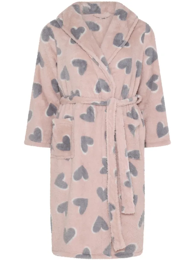 Yours Badjas Met Roze Hartjes-68 Pink