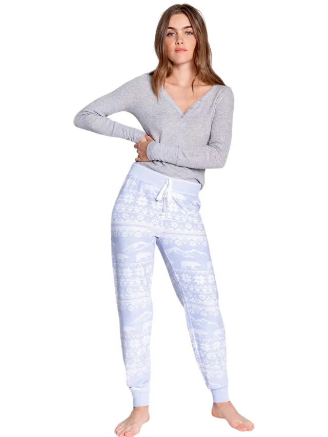 PJ Salvage Sneeuwvlok-pyjamabroek voor dames (Lichtblauw)