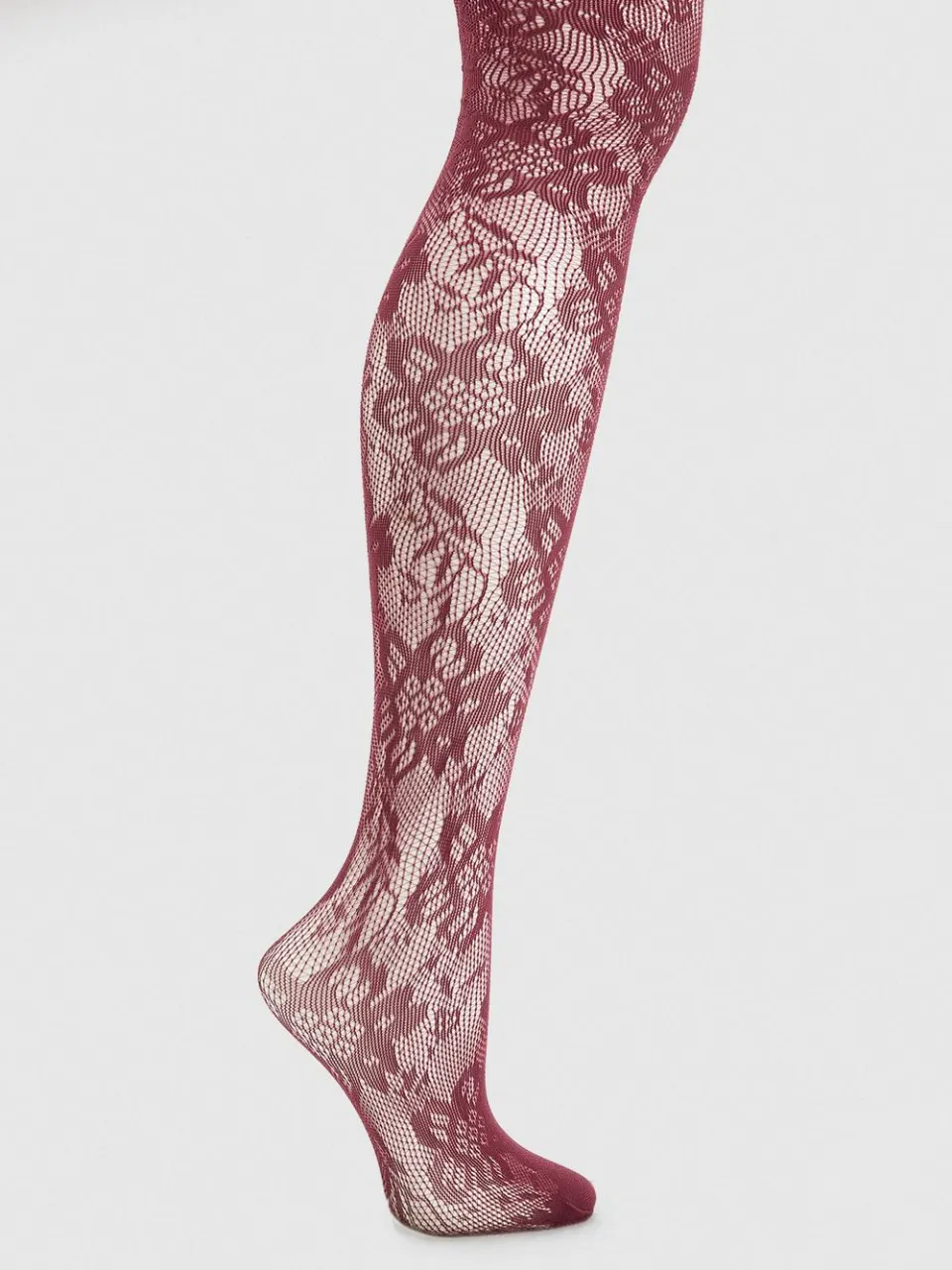 boohoo Dames Bordeauxrode Visnetpanty Met Verspreide Bloemenprint, foto 2