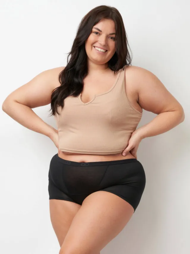 Moodies Undies medium/sterk absorberende boyshort menstruatieslip zwart