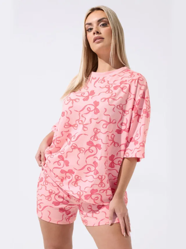 Limited Collection Roze Pyjamaset Met Strik Pink
