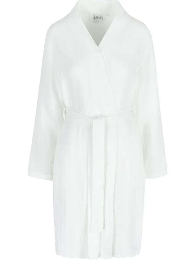Casilin Crinkly Badjas Dames - Tetra katoen en bamboe - Wit