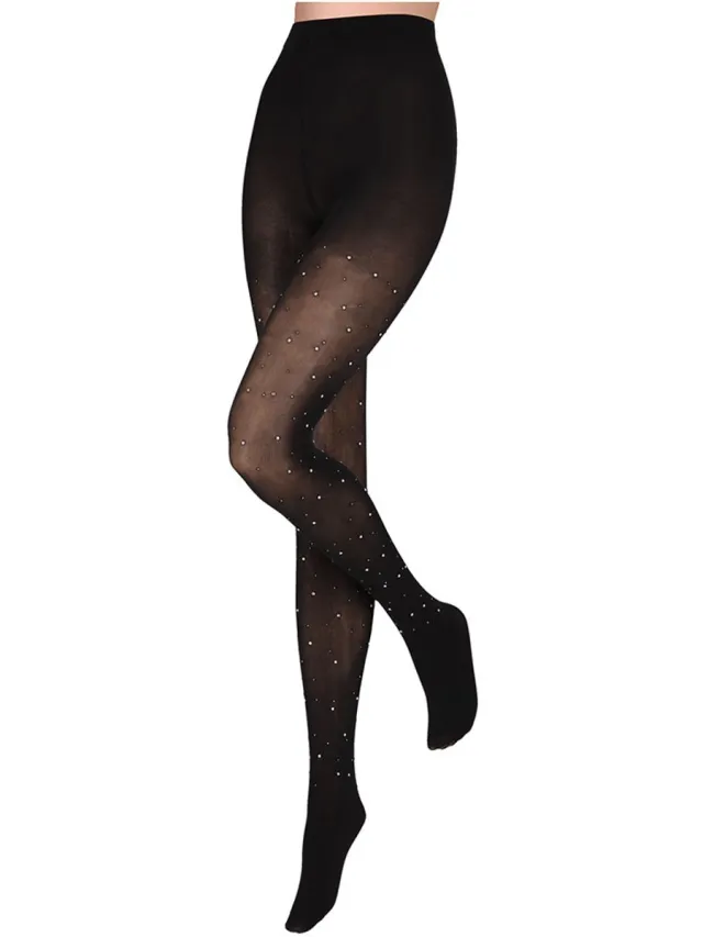 Sarlini Panty met Strass-steentjes zwart 100den