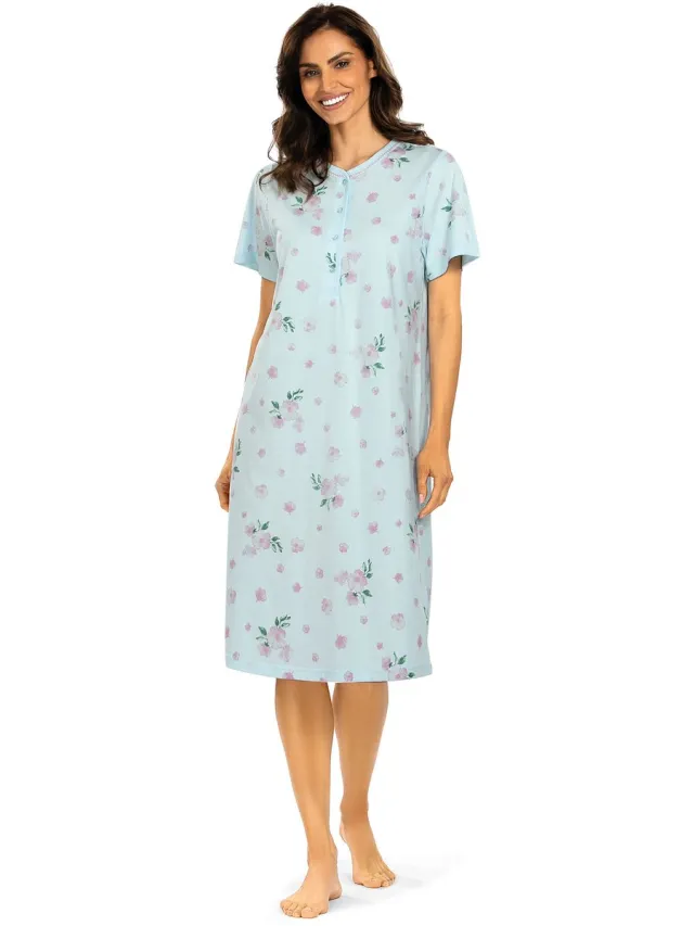 Comtessa Dames Nachthemd Garden Dream Classic Bleu Blauw