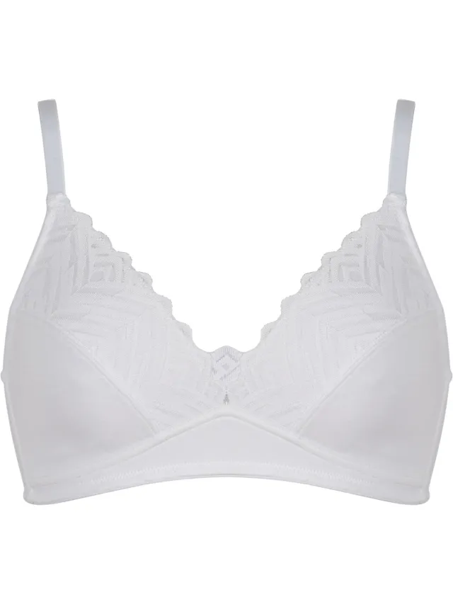 Naturana katoenen soft BH zonder beugels met zigzag afwerking maat 90B wit