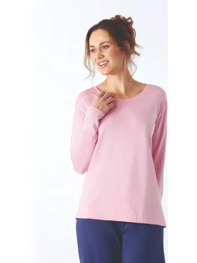 Hajo Premium dames lounge shirt lichtroze Hajo - Roze - Maat - 36/38