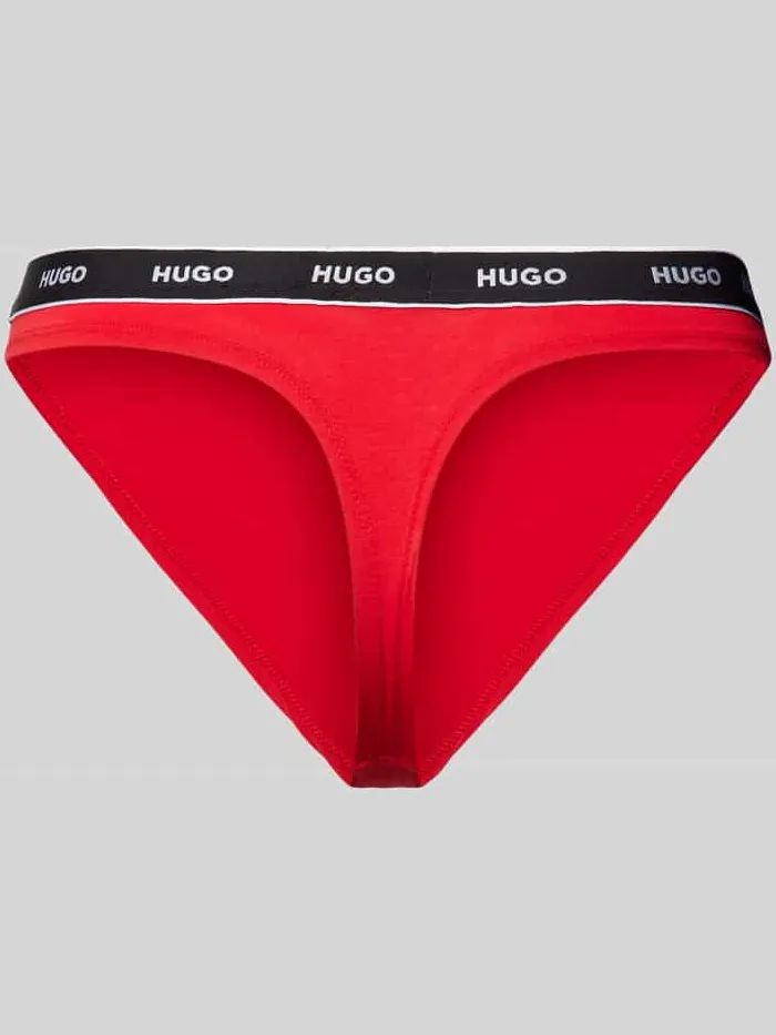 Hugo String met elastische band met label, model 'Carousel' rood, foto 2