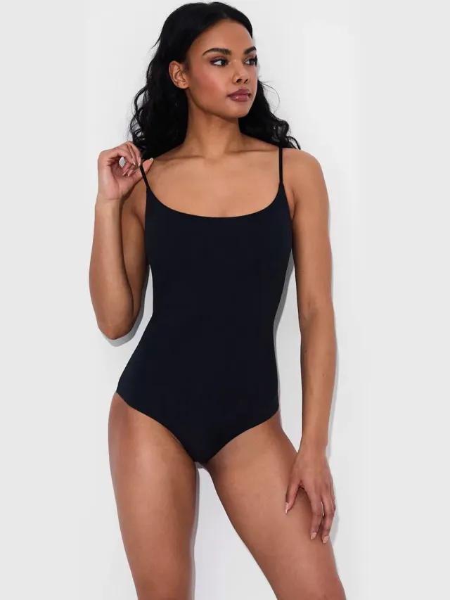 cfab Cami Bodysuit String-Zwart-3XL