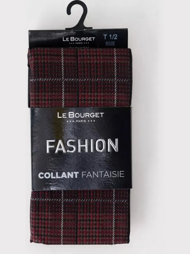 Le Bourget fantasie panty geruit bordeaux maat S/M 50 den