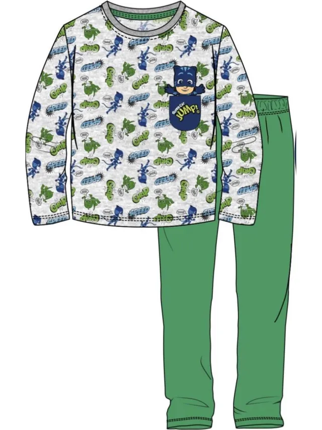 Pj Masks pyjama - grijs - groen - Maat 128 / 8 jaar