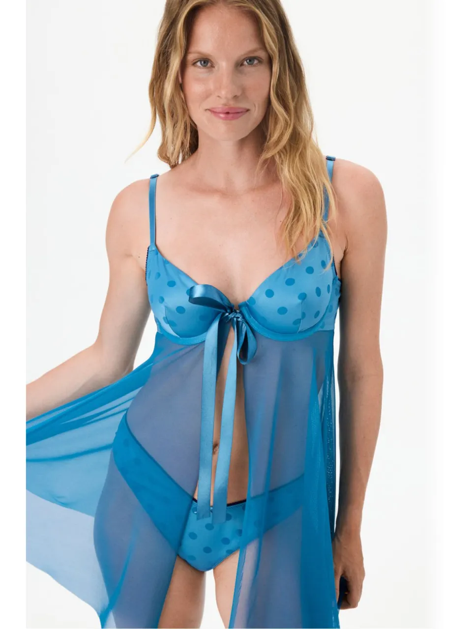 Penti Babydoll met opening aan de voorkant blauw, foto 2