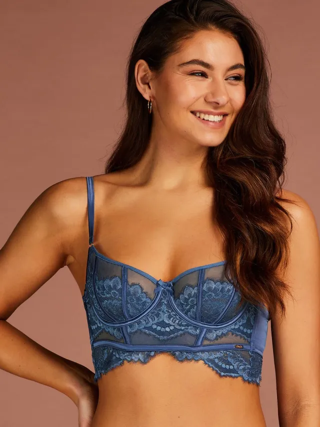 Hunkemöller Dames Lingerie Niet-voorgevormde longline beugel bh Daan - Blauw