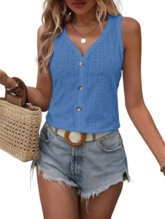 Currero Topje Dames - Top Kleding - Shirt - Blouse - Kort - Volwassen - Blauw