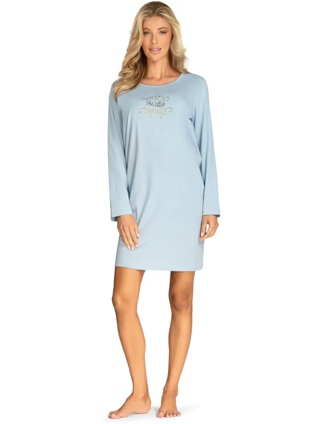 Comtessa Dames Nachthemd 'Enjoy the Little Things' blauw